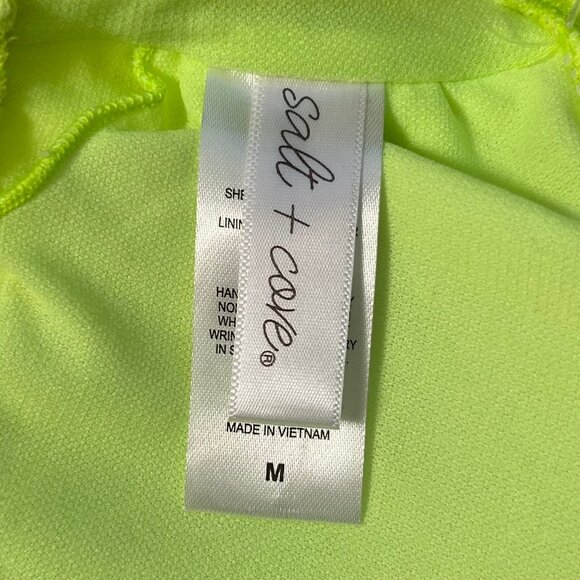 Salt+Cove Sandy Ribbed One-Shoulder Bikini Top Citron Yellow Size M - Picture 5 of 8